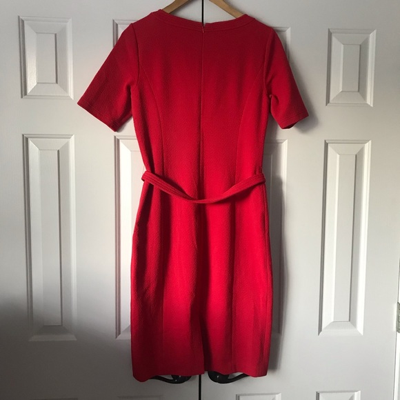 Doncaster Dresses Doncaster Collection Red Stretchy Belted Dress